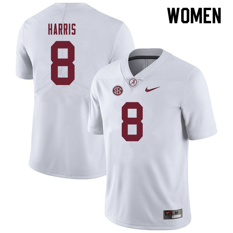 Women #8 Christian Harris Alabama Crimson Tide College Football Jerseys Sale-White